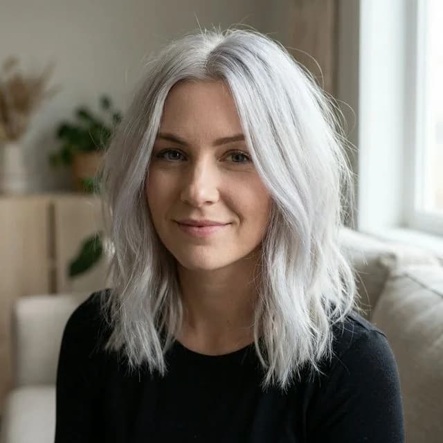 AI ash blonde hair color try-on on medium length hair 2026