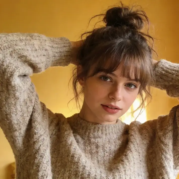 Voluminous curtain bangs